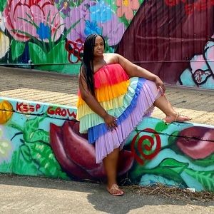 Anthropologie Rainbow Tiered Dress